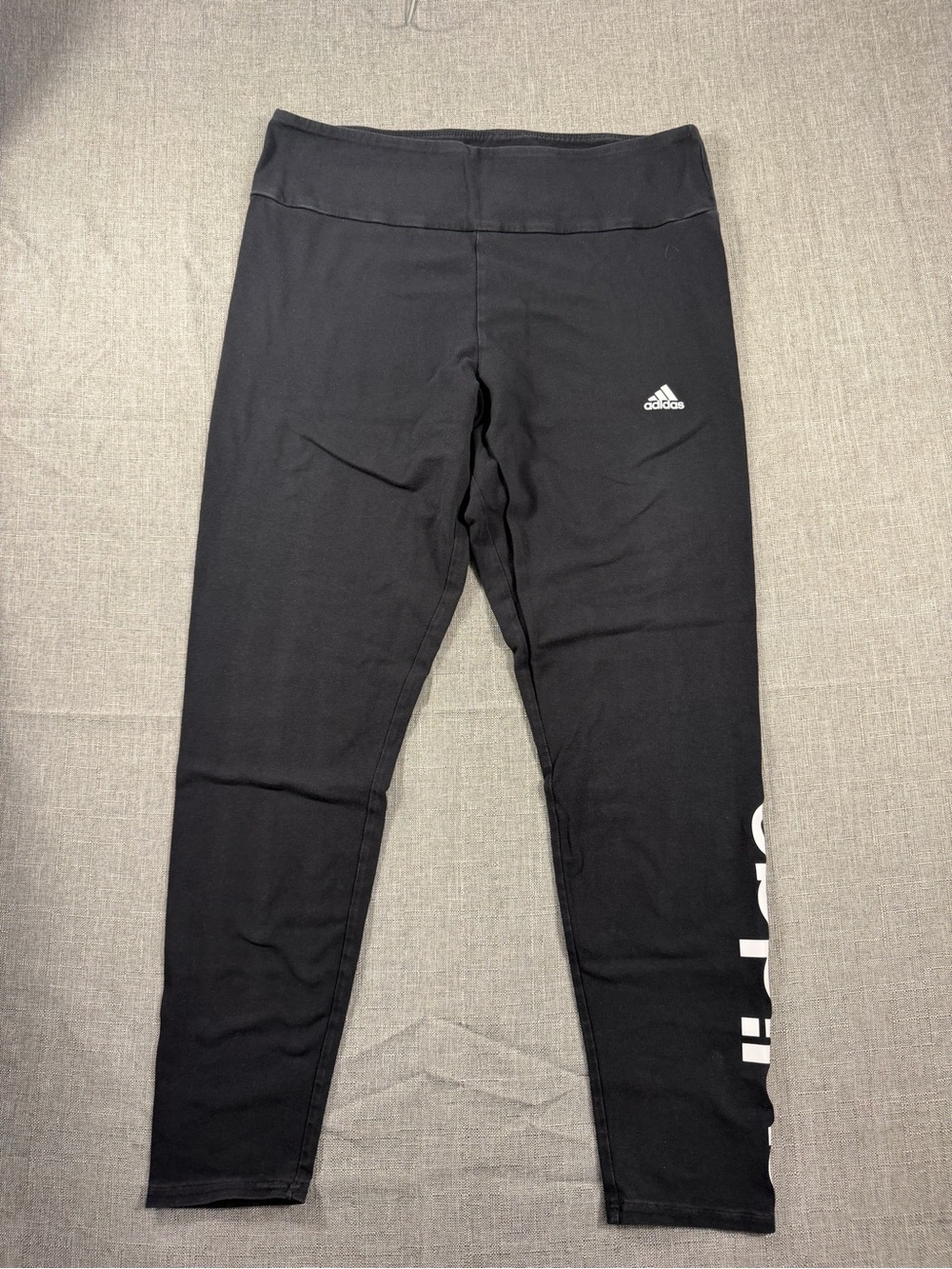 adidas Black Girls' Logo Side-Print Leggings